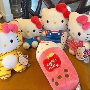 Hello Kitty Plush Lot - Pink, White, Red, Blue & Yellow Characters